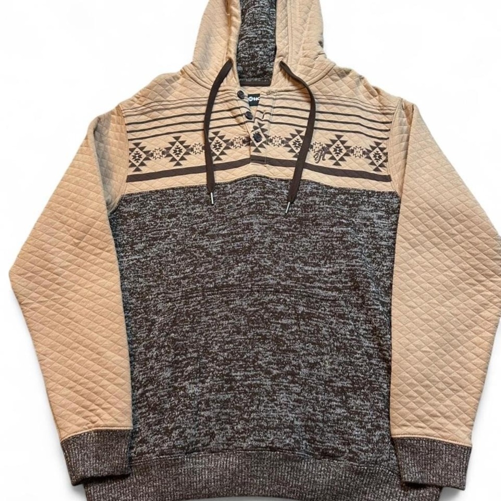 Hooey brown Aztec southwestern pullover hoodie‎ sweatshirt size medium